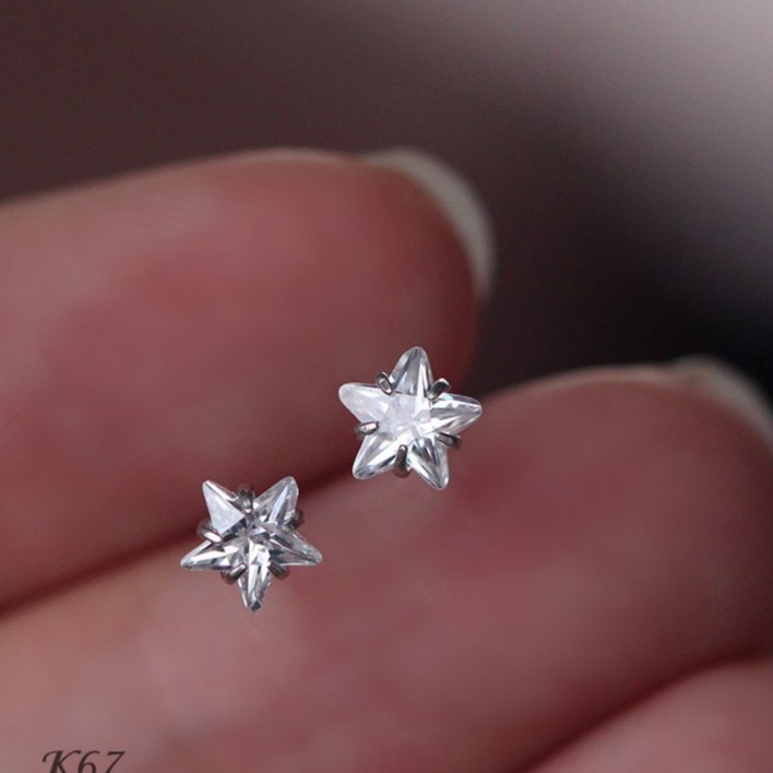Khuyên tai, bông tai nữ bạc cao cấp Little Star mặt ngôi sao nhỏ xinh xắn, đáng yêu K67 TRANG SỨC BẠC HARMONY