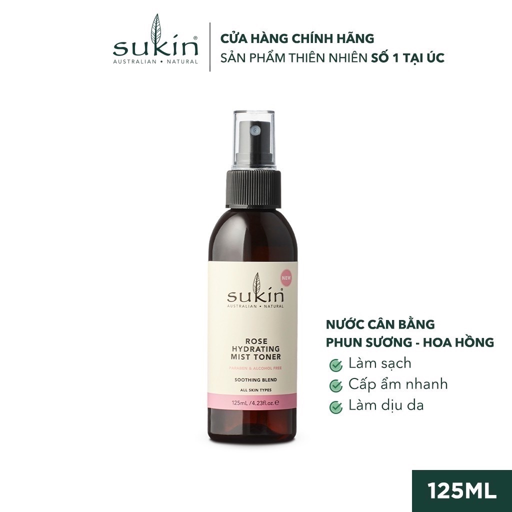 Nước Cân Bằng Dạng Phun Sương Hương Hoa Hồng Sukin Rose Hydrating Mist Toner 125ml