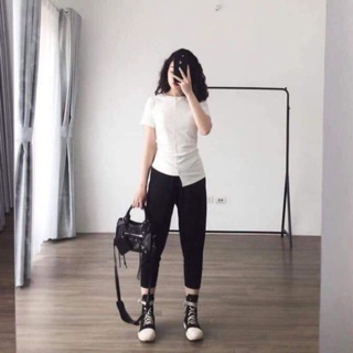 Áo vạt lệch dúm eo nữ A40