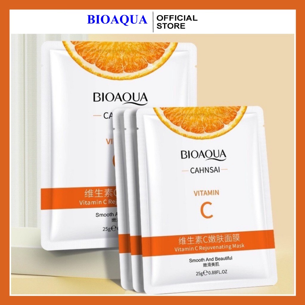 Mặt Nạ Giấy Vitamin C Bioaqua Chiết Xuất Tinh Chất Cam - Cấp Ẩm - Dưỡng Trắng Da - Căng Da Mịn Màng