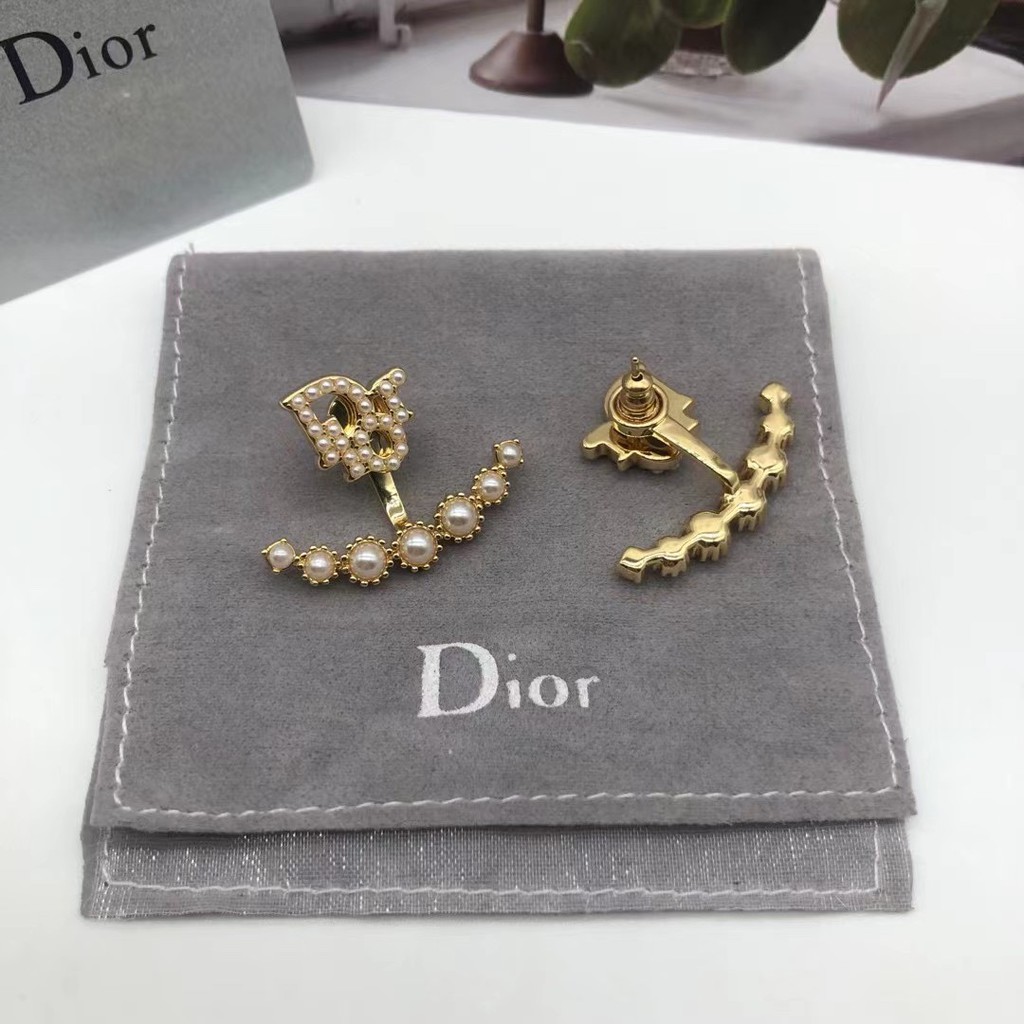 Hoa Tai Dior 2021 Đính Hạt Ngọc Trai In Chữ Thời Trang Cho Nữ