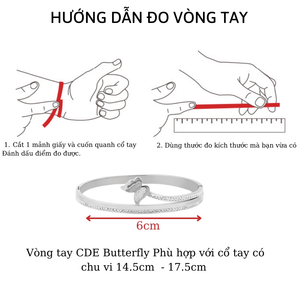 Vòng tay CDE Butterfly Bracelet Classic Cuff Silver CDE20060