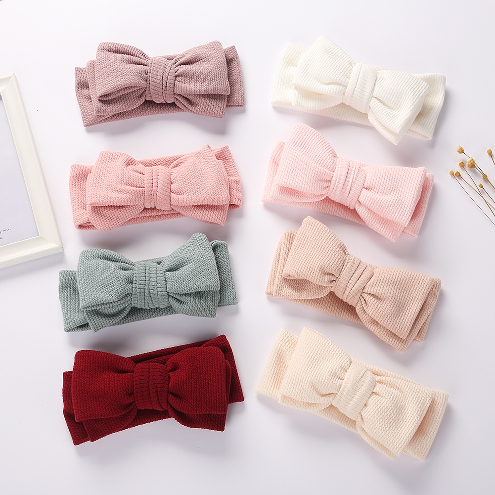 1 Băng Đô Quấn Đầu Bằng Cotton Nguyên Chất Kẻ Sọc Đính Nơ Cỡ Lớn Cho Bé Sơ Sinh