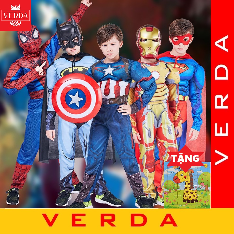 Quần áo siêu nhân bộ đồ bé hoá anh hùng người nhện dơi sắt spiderman captain ironman spider man super man batman trẻ em