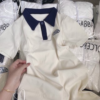 Đầm PoLo Trắng Thêu LoGo Viền Đen🍃Đầm Basic
