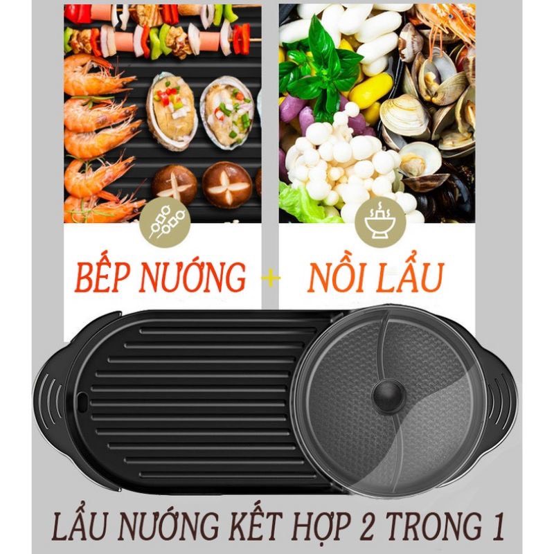 [Mã ELHADEV giảm 4% đơn 300K] Bếp lẩu nướng đa năng 2in1 công suất 1500w MTK-6929- hàng chính hãng