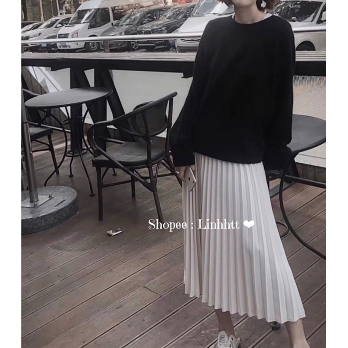 Chân váy dài xếp ly basic