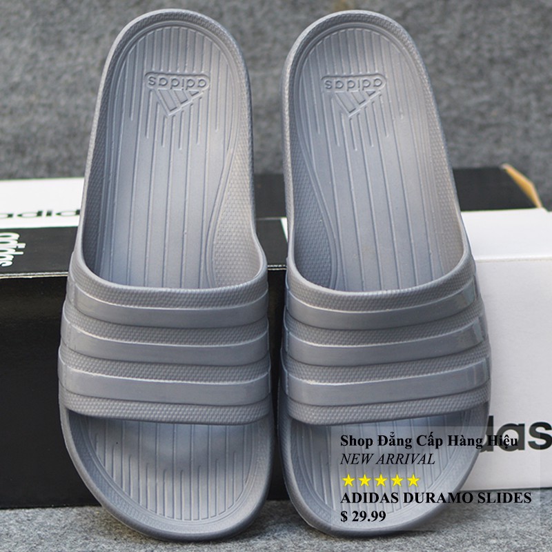 Dép Adidas Duramo chính hãng màu xám sọc bóng