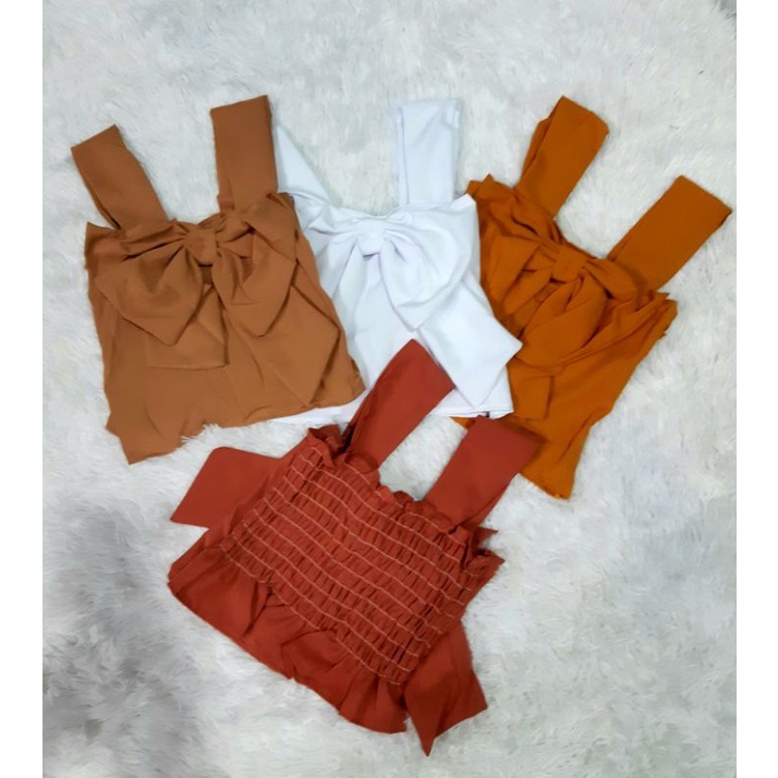 Áo hai dây bảng to croptop thắt nơ trước, áo kiểu croptop