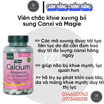 Viên chắc khỏe xương bổ sung Canxi và Magie Holland &amp; Barrett Calcium &amp; Magnesium &amp; Vitamin D3 120 viên