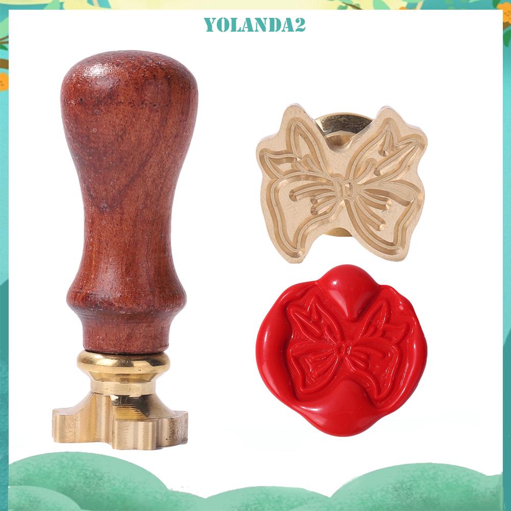 Con dấu sáp niêm phong thư hình nơ với tay cầm kim loại phong cách retro