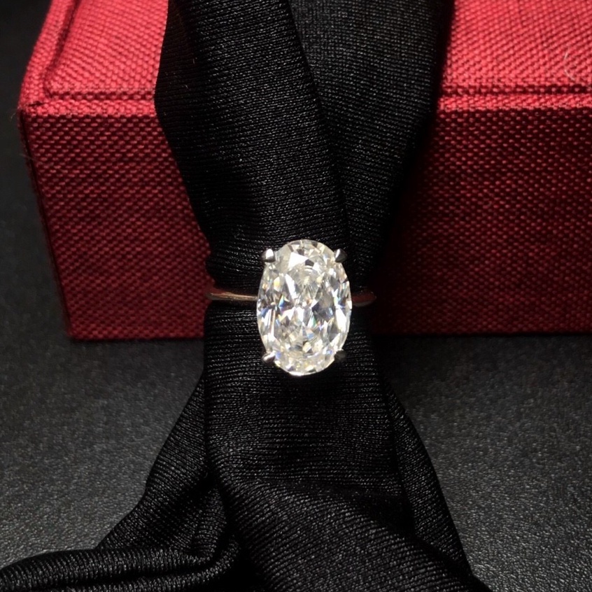 Nhẫn Đá Kim_Cương Moissanite Oval,Bạch Kim 18k, Màu Trắng, Sang Trọng, Cao Cấp , d66