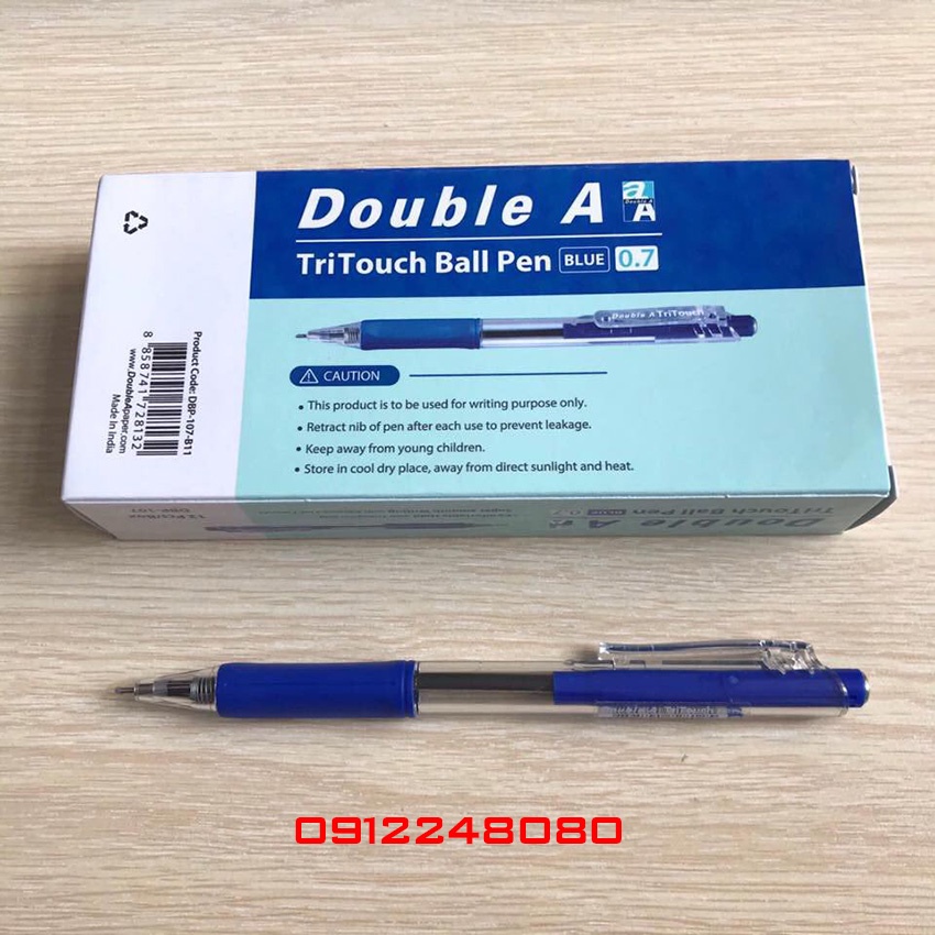 Combo 12 cây bút bi bấm nhiều màu Tritouch Double A ngòi 0.7mm - Bút bi học sinh, văn phòng