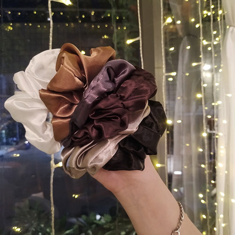 Cột Tóc Scrunchies Bộ 52 Màu Nhiều Style - Phần 4 Coffee n Vanilla