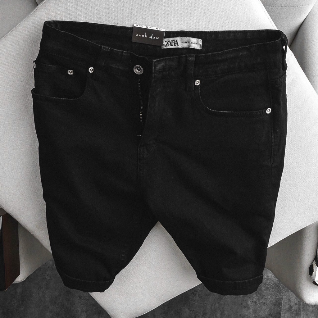quần short jean nam trơn ngắn hai màu đen trắng form basic chất co giãn đẹp KASYTORE