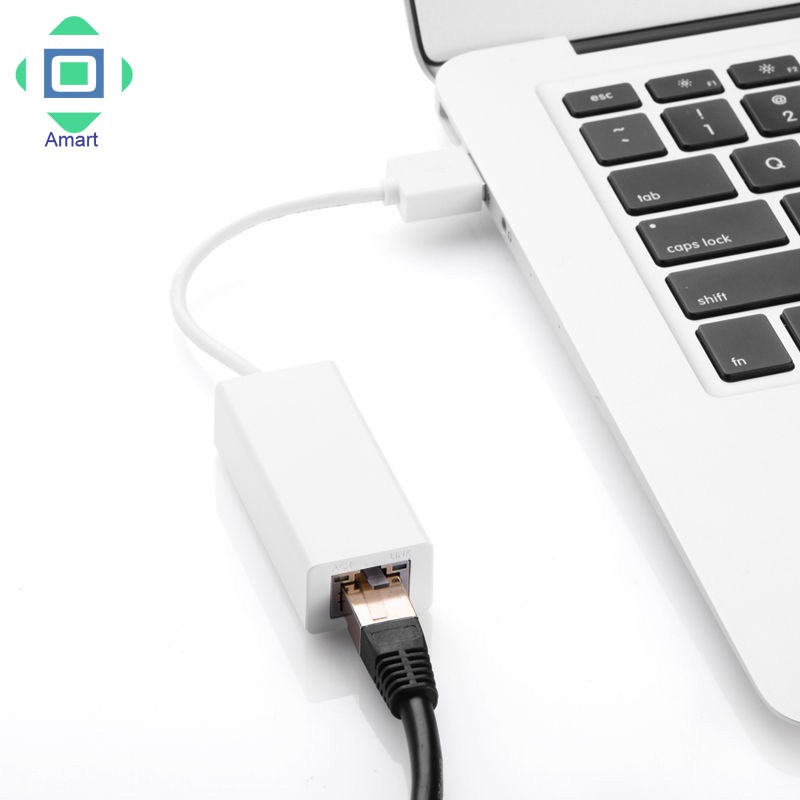 Cổng kết nối USB 2.0 với cáp mạng RJ45 Ethernet tốc độ 10/100 Mbps kích thước 65x20x15mm có dây cáp 13cm cho laptop