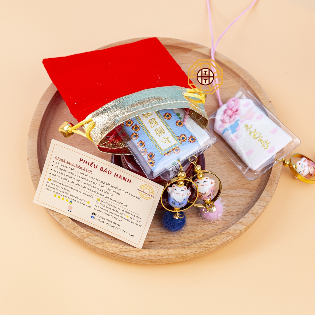 Túi phước may mắn Omamori  mèo tài lộc dễ thương hỗ trợ học tập tình duyên có vỏ bọc bảo vệ