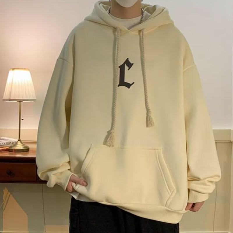 Áo Hoodie Mùa Thu Dáng Rộng Tay Dài In Chữ Màu Nâu Cổ Điển Thời Trang Nam Và Nữ