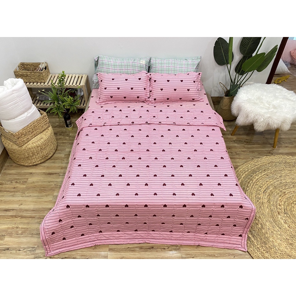 Trọn Bộ 5 Món Ga Gối Chăn Hè Mỏng - Chất Liệu Poly Hàng Việt Nam Sản Xuất