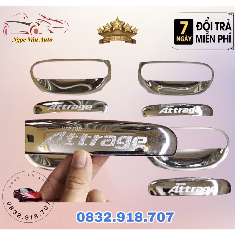 Ốp hõm cửa, ốp tay nắm cửa Attrage 2019 - 2022 mạ crom