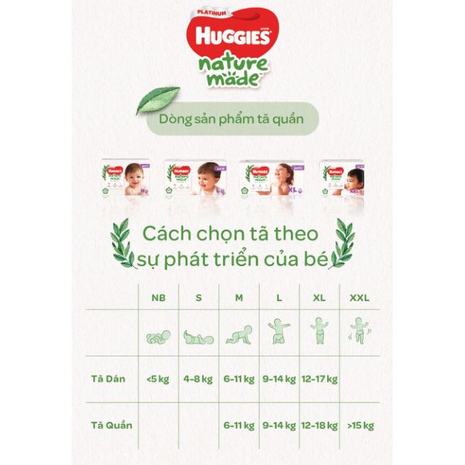 Tã Dán Huggies Platinum Nature Made Size NB60/S82/M64/L54/XL44.....