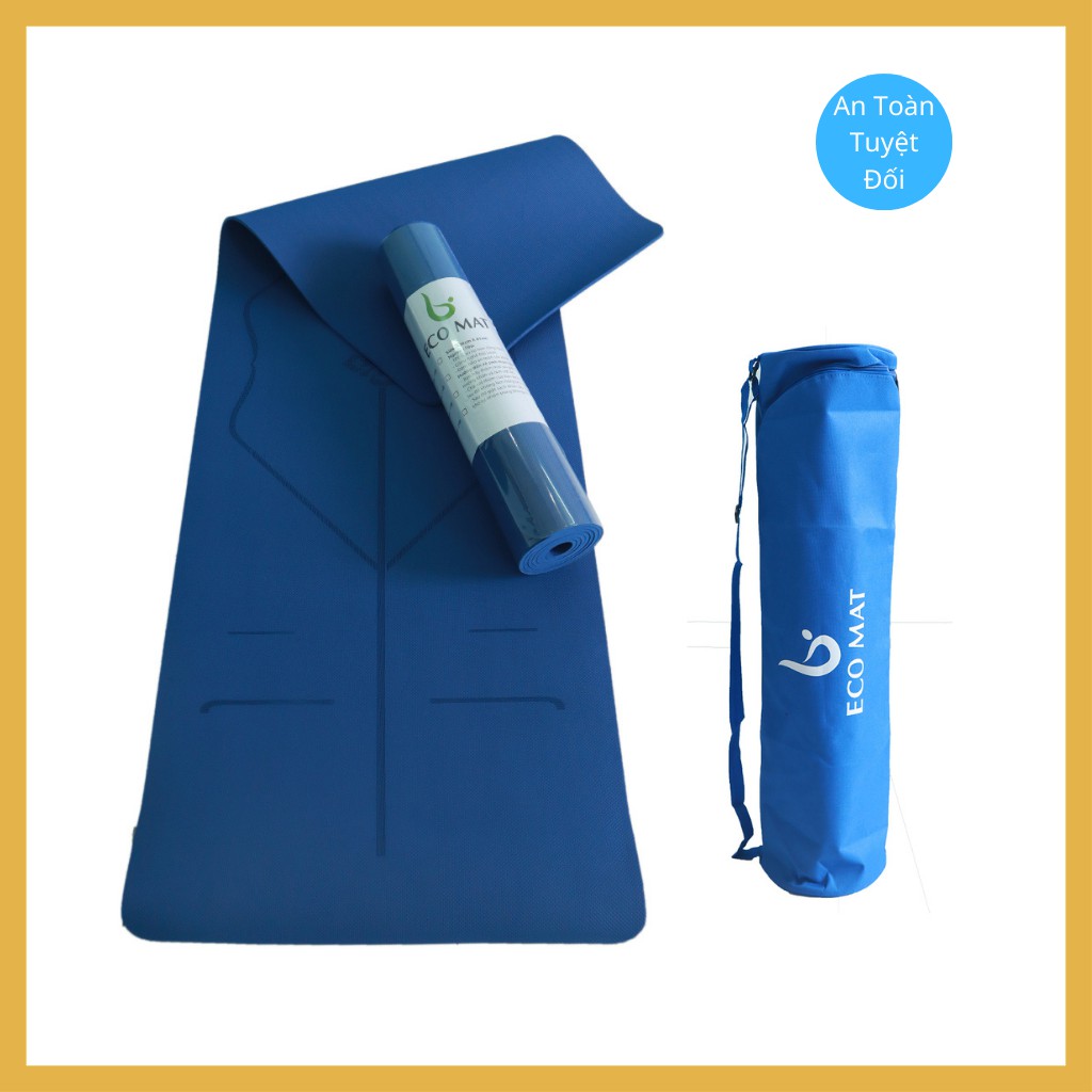 THẢM TẬP YOGA TPE CAO CẤP ECO CHỐNG TRƯỢT 6MM ĐỊNH TUYẾN, TẶNG TÚI THẢM VÀ DÂY CỘT THẢM