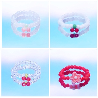 Nhẫn hạt cườm cherry ulzzang trendy Hàn Quốc beaded ring