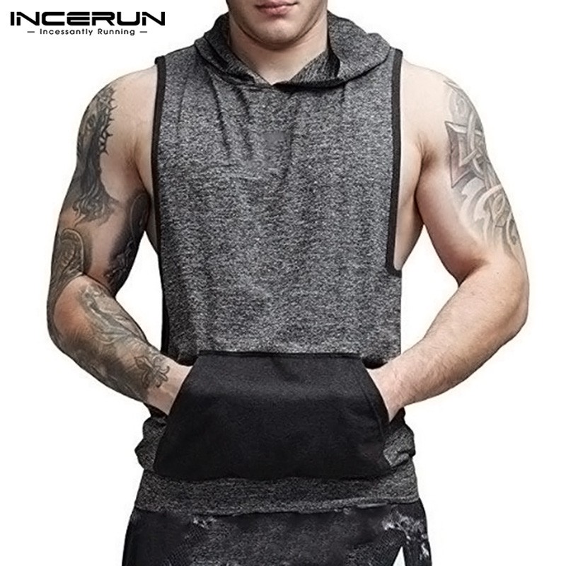 Áo Hoodie Sát Nách Thể Thao INCERUN Cá Tính Thời Trang Cho Nam