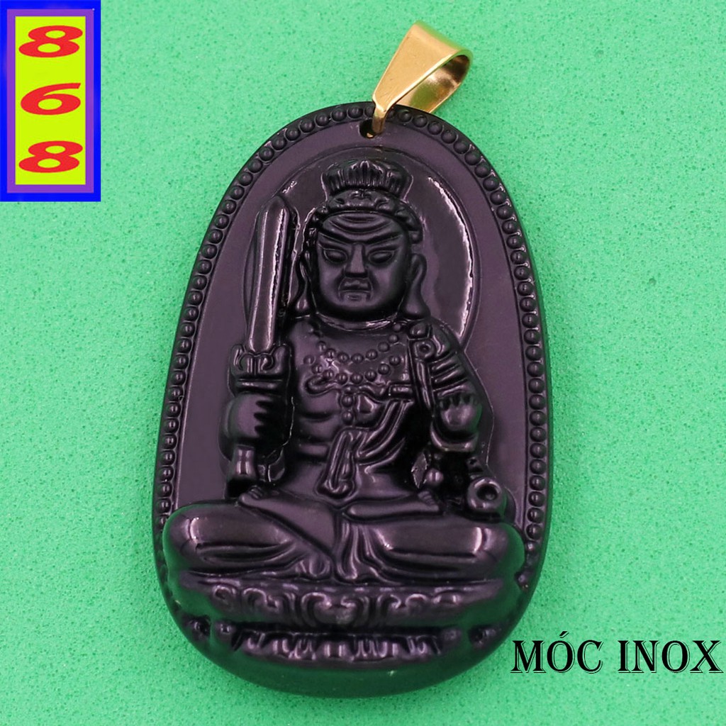 Mặt dây chuyền phật Bất Động Minh Vương đen 3.6cm - Phật bản mệnh tuổi Dậu - Mặt size nhỏ - Tặng kèm móc inox