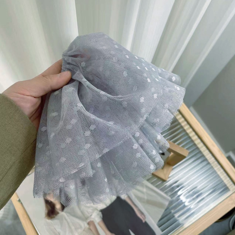 Dây Cột Tóc Co Giãn Bọc Vải Chiffon Họa Tiết Chấm Bi