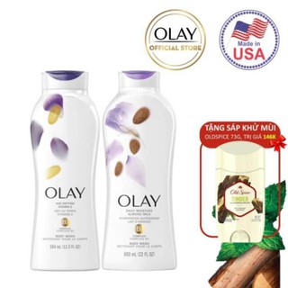 Combo sữa tắm olay body wash age defying 650 ml + sữa tắm olay body wash hydrating clean almond milk 650 ml