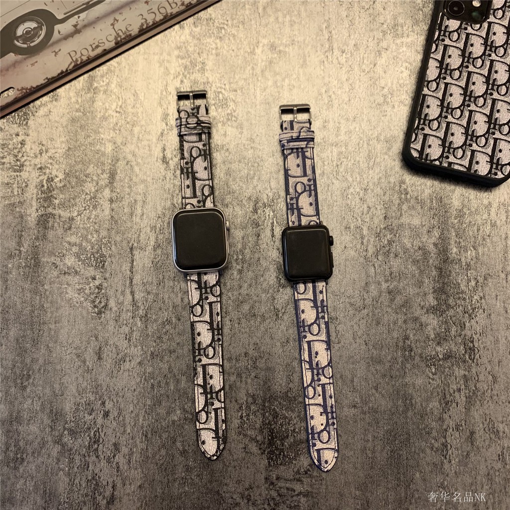 Dior Dây Đeo Bằng Da Thay Thế Cho Đồng Hồ Thông Minh Apple Watch Iwatch1 / 2 / 3 / 4 / 5 / 6 / Se 42 / 44