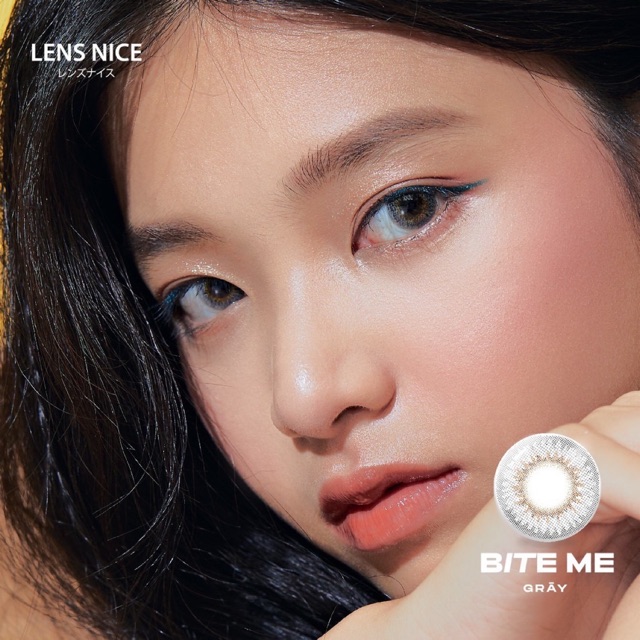 Kính áp tròng Bite me gray 0 độ - lens nice japan