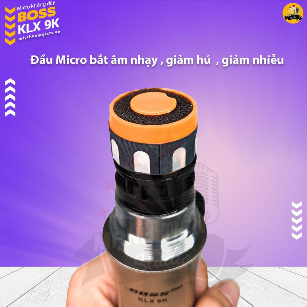 Micro không dây hát karaoke Boss KLX 9K 4 râu bắt sóng xa micro nhẹ chất lượng tốt bảo hành 12 tháng