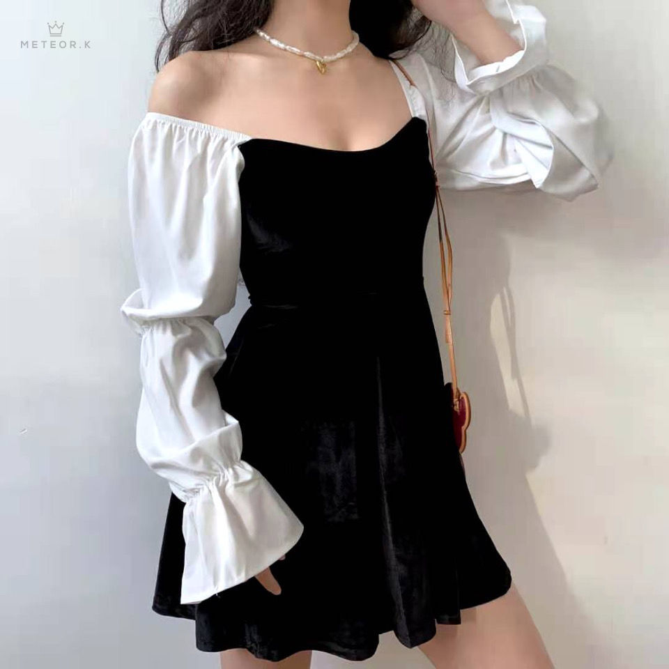 Đầm Nhung Cổ Vuông Dài Tay Thời Trang Nữ Tính | BigBuy360 - bigbuy360.vn