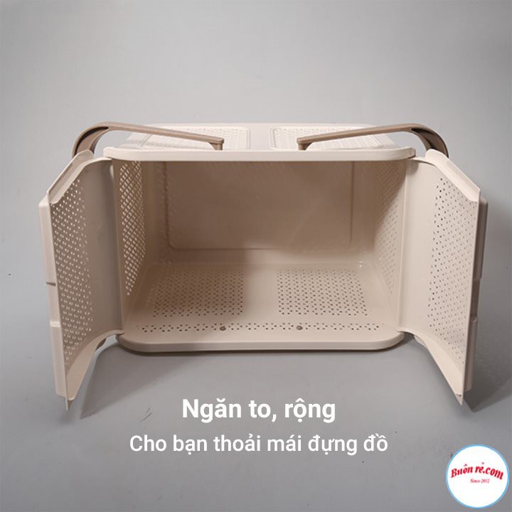 Làn nhựa đựng đồ đi sinh, giỏ đựng quần áo có nắp mây quai xách Việt Nhật cho mẹ và bé màu sắc nhã nhặn 2604-br 00994