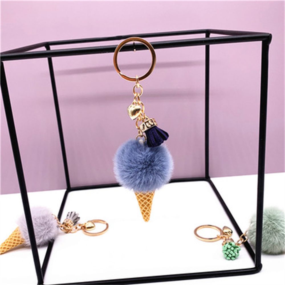 Móc Khóa Hình Cây Kem Ốc Quế Hoạt Hình Nhồi Bông Nhiều Màu Sắc