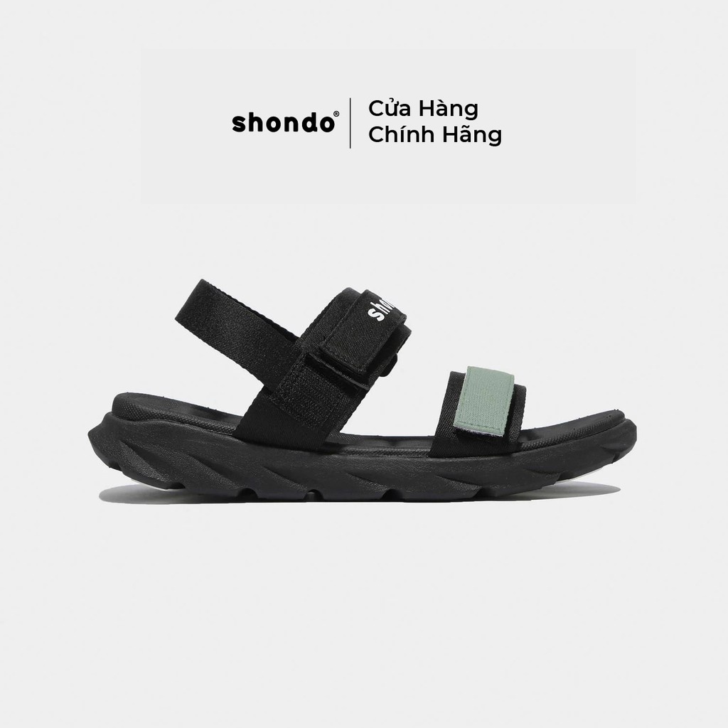Giày sandal Shondo F6 sport quai ngang đen full kèm dán xé F6S112