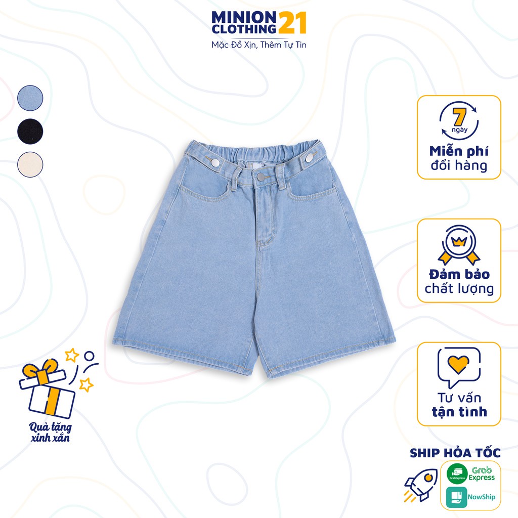 Quần sooc ống rộng MINION CLOTHING chun eo lưng cạp cao short Unisex nam nữ Ulzzang Streetwear Hàn Quốc chất bò Q328 - H