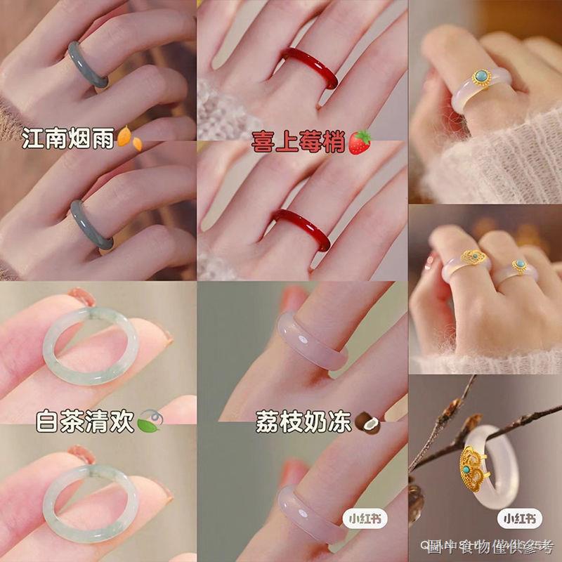 Nhẫn Chính Hãng Trung Quốc Không Phai Màu Đính Ngọc Bích Nhân Tạo Kiểu Cổ Điển Cho Nữ