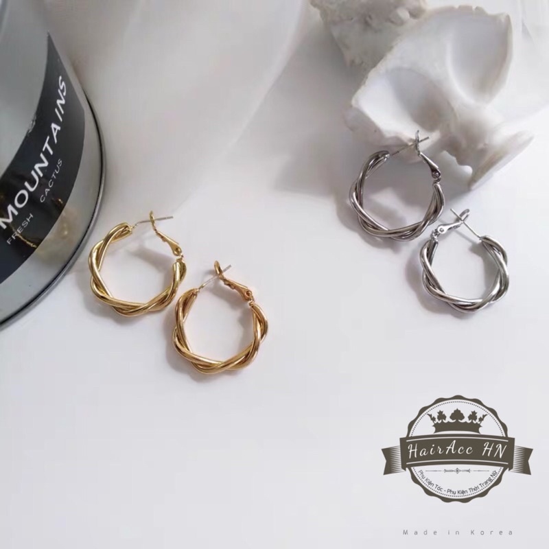 Khuyên Tai Nữ Acc Xoắn Tròn Mạ Vàng Kiểu Dáng Sang Trọng Hàn Quốc Bông Tai Móc Tròn Dành Cho Nữ Phụ Kiện Trang Sức Nữ 21