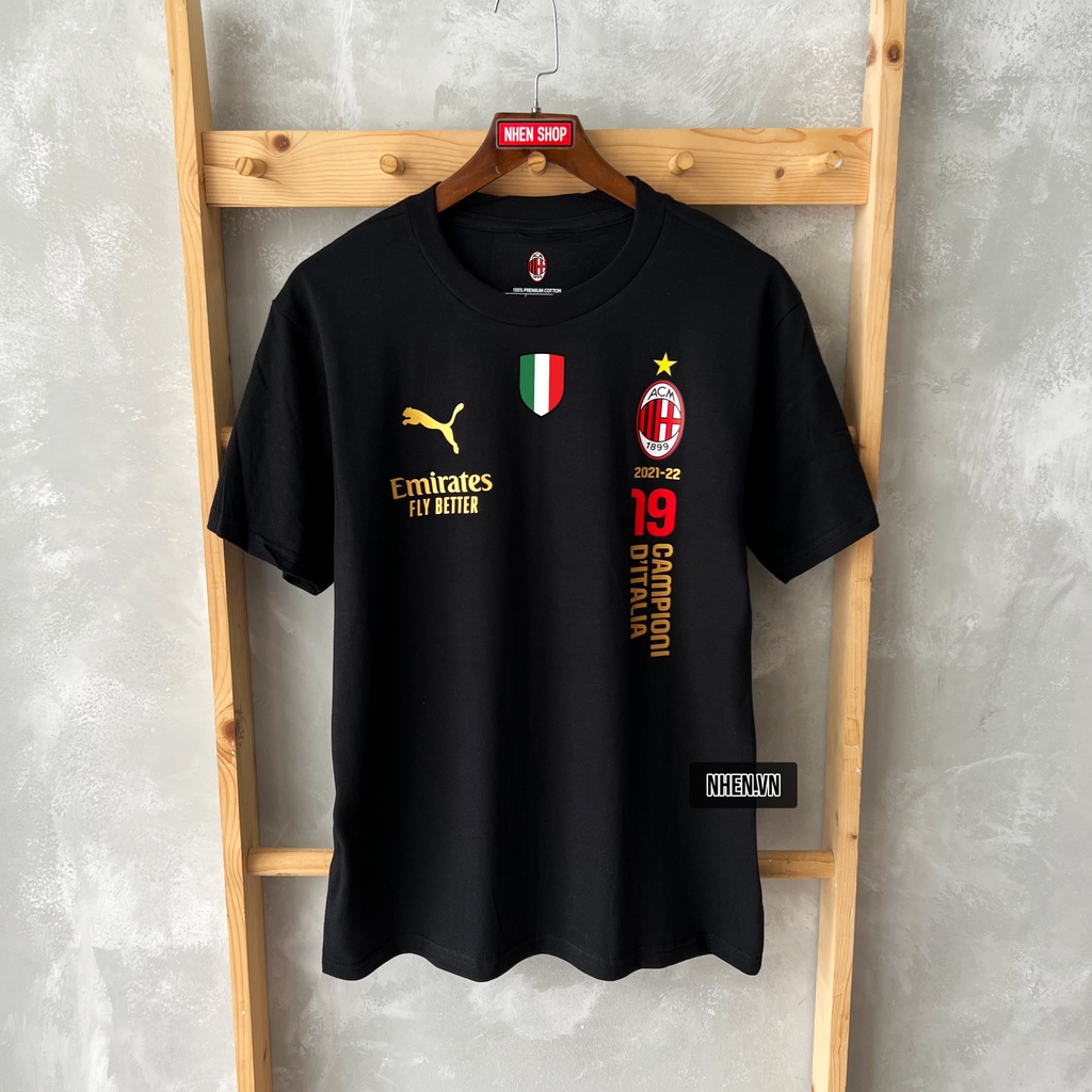 ÁO THUN THỜI TRANG CLB BÓNG ĐÁ AC MILAN ĂN MỪNG SCUDETTO LẦN THỨ 19