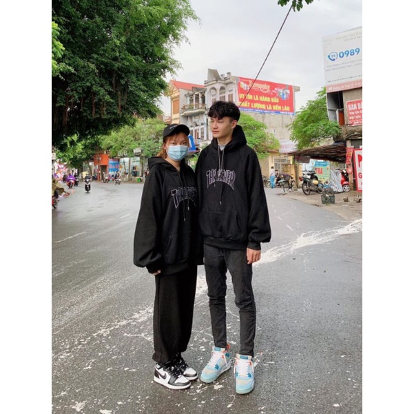 Áo Khoác Hoodie Nam Nữ Nỉ Bông Dày Dặn Form Rộng Unisex Áo Hoodie Nam Nữ In Chữ THRR Không Bong Tróc | BigBuy360 - bigbuy360.vn