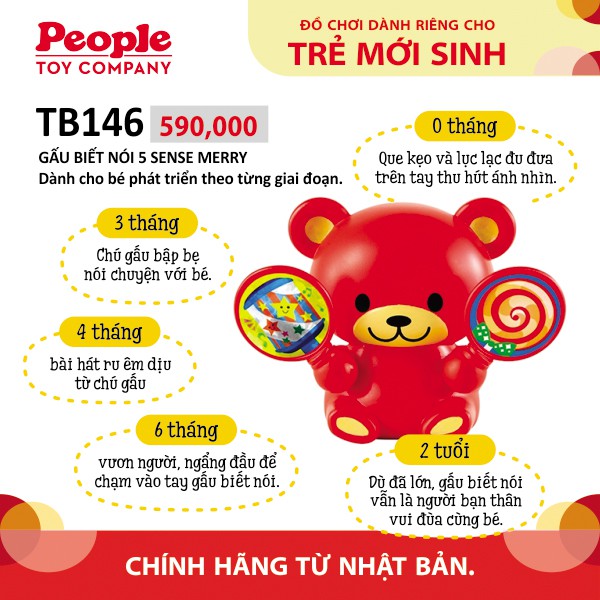 Đồ chơi cho bé sơ sinh gấu biết nói 5 sense merry PEOPLE TB146