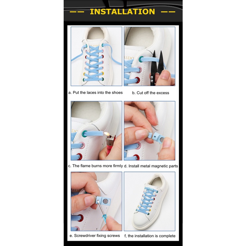 Dây Giày Có Khóa Từ Tính Co Giãn Tốt 1 Giây Không Cần Buộc Dây Cho Tất Cả Các Loại Giày