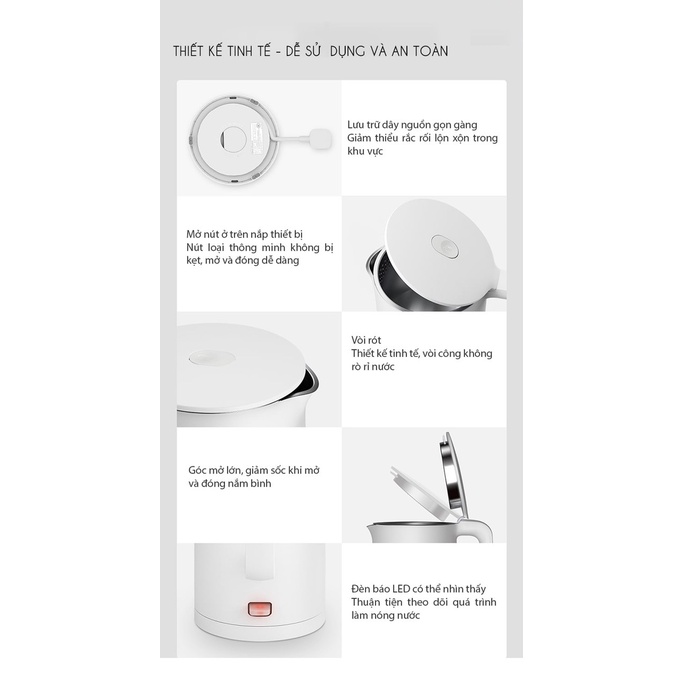 [HỎA TỐC 2H]Ấm Đun Nước Siêu Tốc Xiaomi 1S/1A 1.5L và 1.7L Giữ nhiệt An Toàn