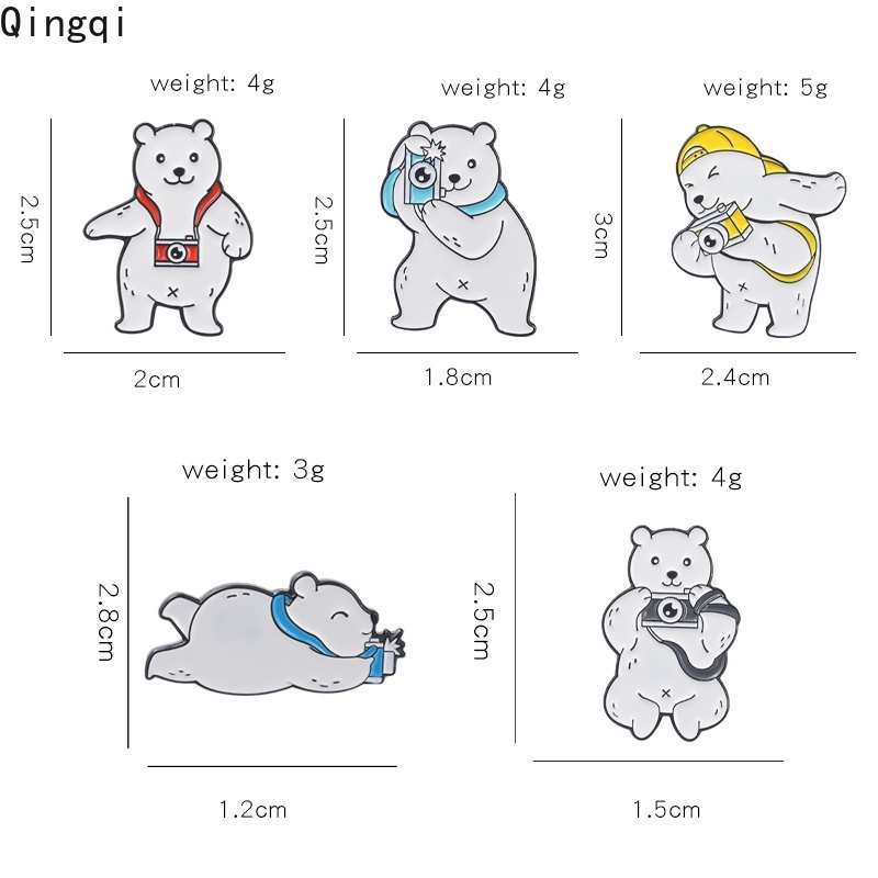 Ghim cài áo Miss Zoe bằng kim loại hình chú gấu trắng hoạt hình vui nhộn