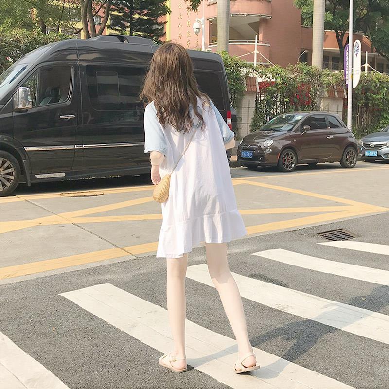 Đầm Cổ Polo Dáng Rộng Ngắn Phong Cách Preppy Thời Trang Mùa Hè 2022 Mới Mẻ Dành Cho Bạn Nữ 145