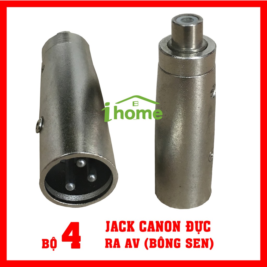 Bộ 4 Jack Canon Đực Ra AV (Bông Sen) Cao Cấp Dùng Để Kết Nối Các Thiết Bị Âm Thanh