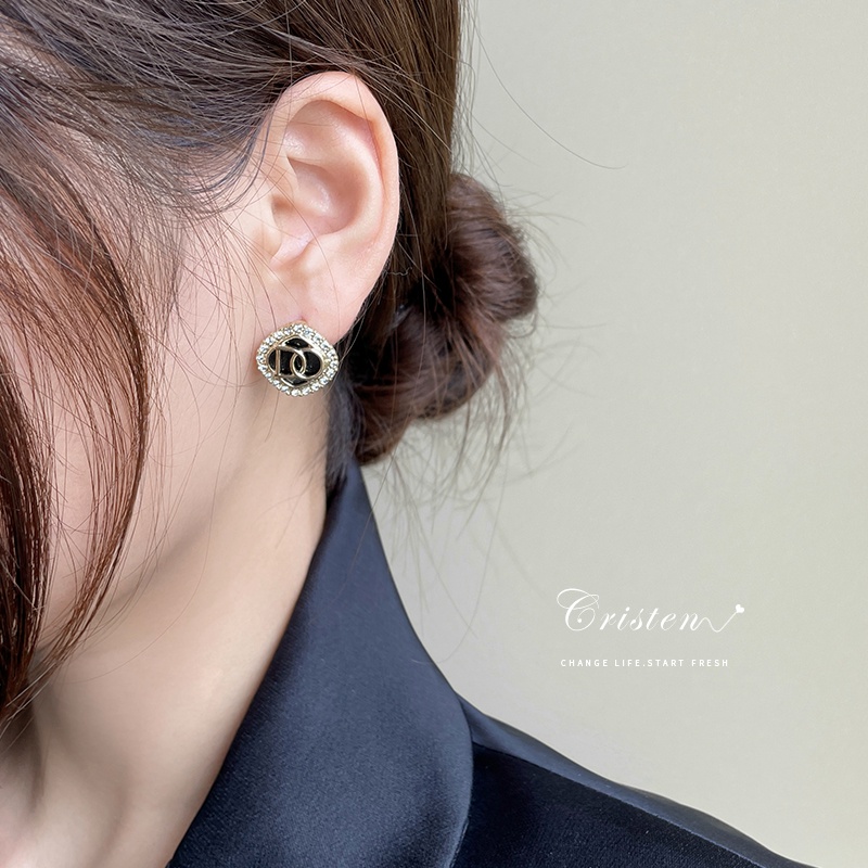 Bông Tai Mạ Bạc 925 Hình Vuông Đính Đá Zircon Thời Trang Cho Nữ